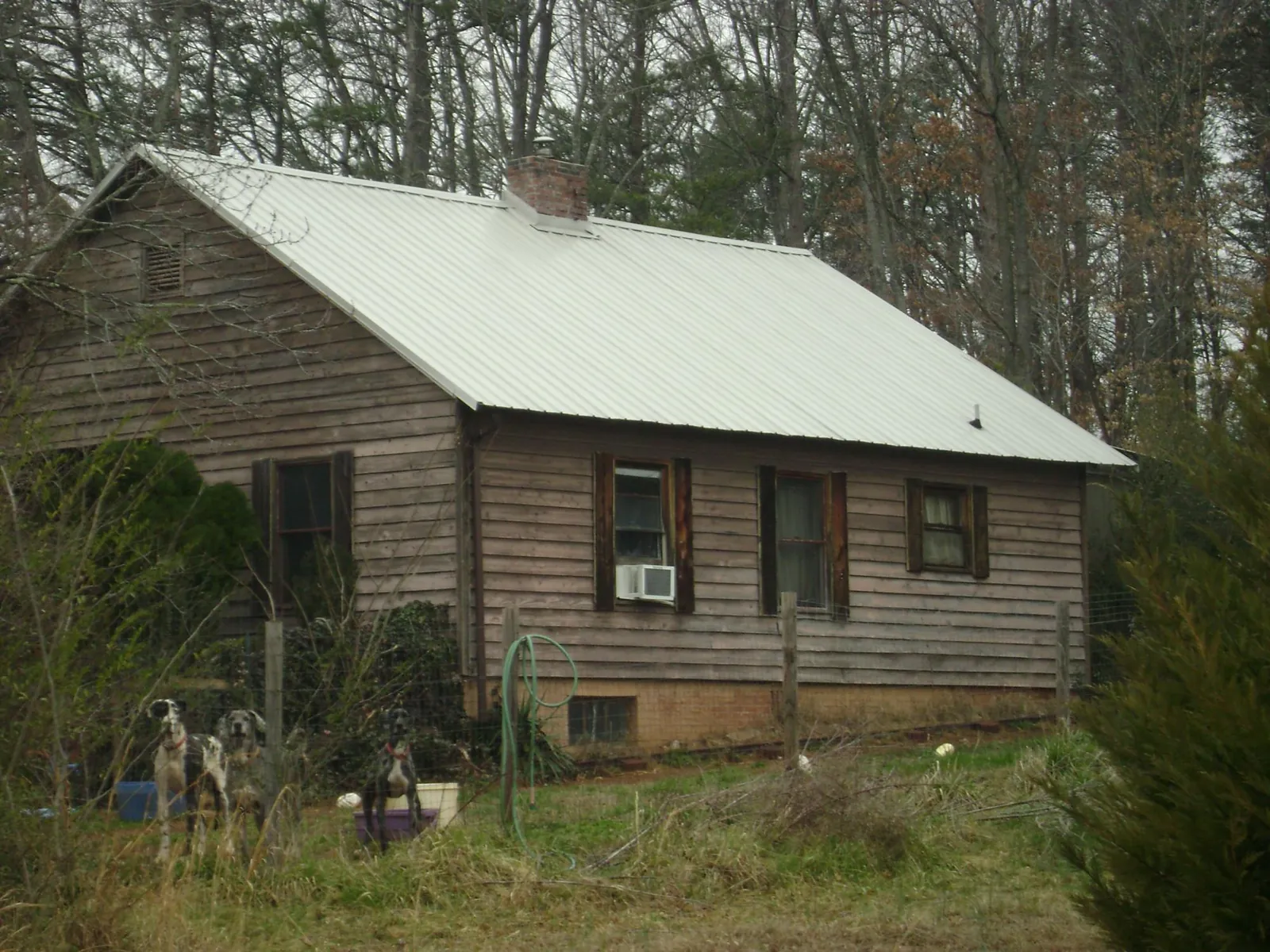 White metal roof on an old wood sided farmhouse, from a Metal Roof Installation job in Padroni